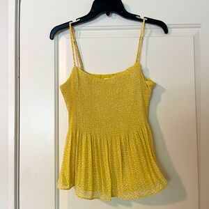 Lemon yellow spaghetti strap crinkly tank top